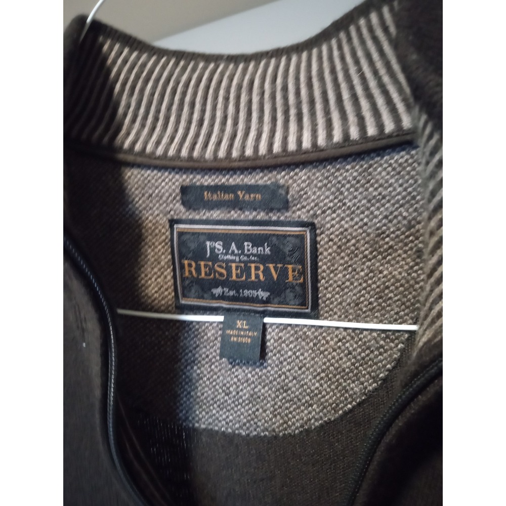 Jos. A. Bank Reserve 1/4 Zip Sweater Mens XL Brown Wool Cashmere Italian Yarn - Picture 3 of 11
